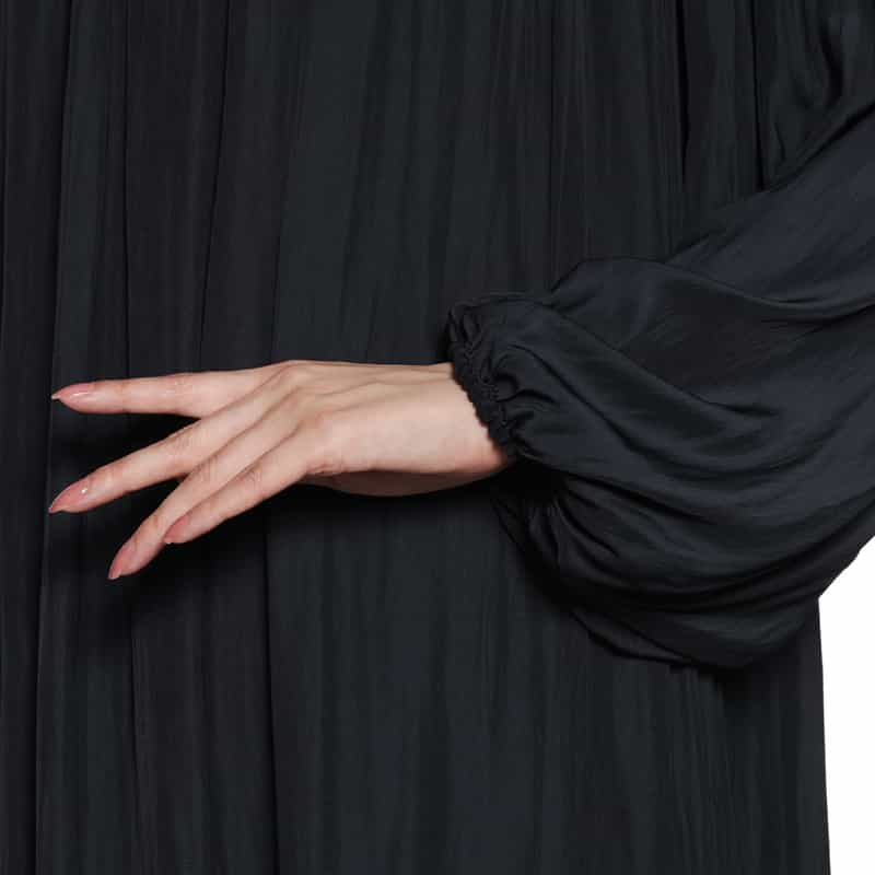 BARNEYS NEW YORK ウォッシャブル ギャザードレス NAVY