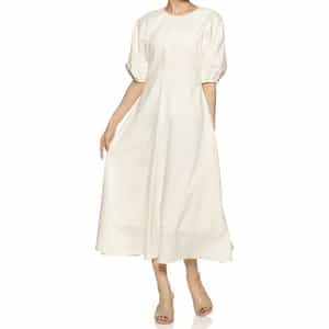 ウォッシャブル バルーンスリーブ ロングフレアドレス