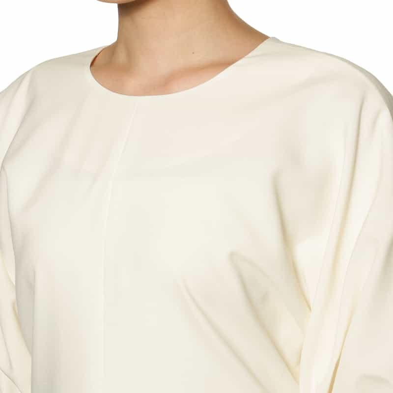 BARNEYS NEW YORK ウォッシャブル バルーンスリーブ ロングフレアドレス OFF WHITE