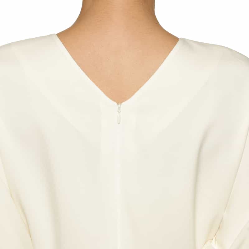 BARNEYS NEW YORK ウォッシャブル バルーンスリーブ ロングフレアドレス OFF WHITE