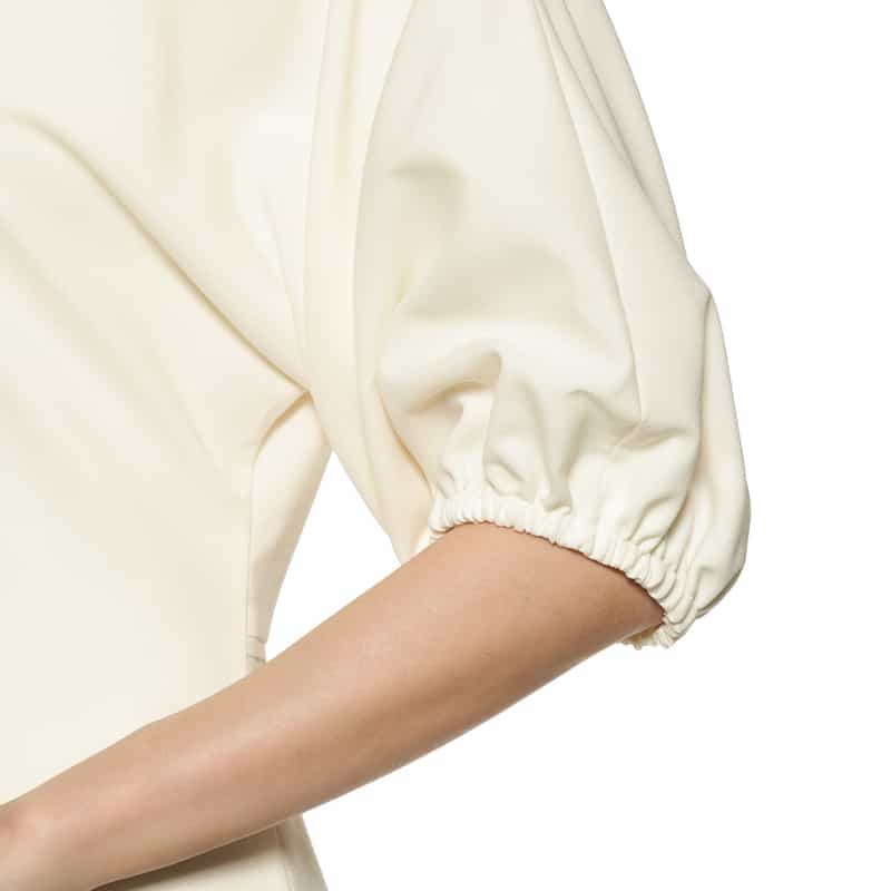 BARNEYS NEW YORK ウォッシャブル バルーンスリーブ ロングフレアドレス OFF WHITE