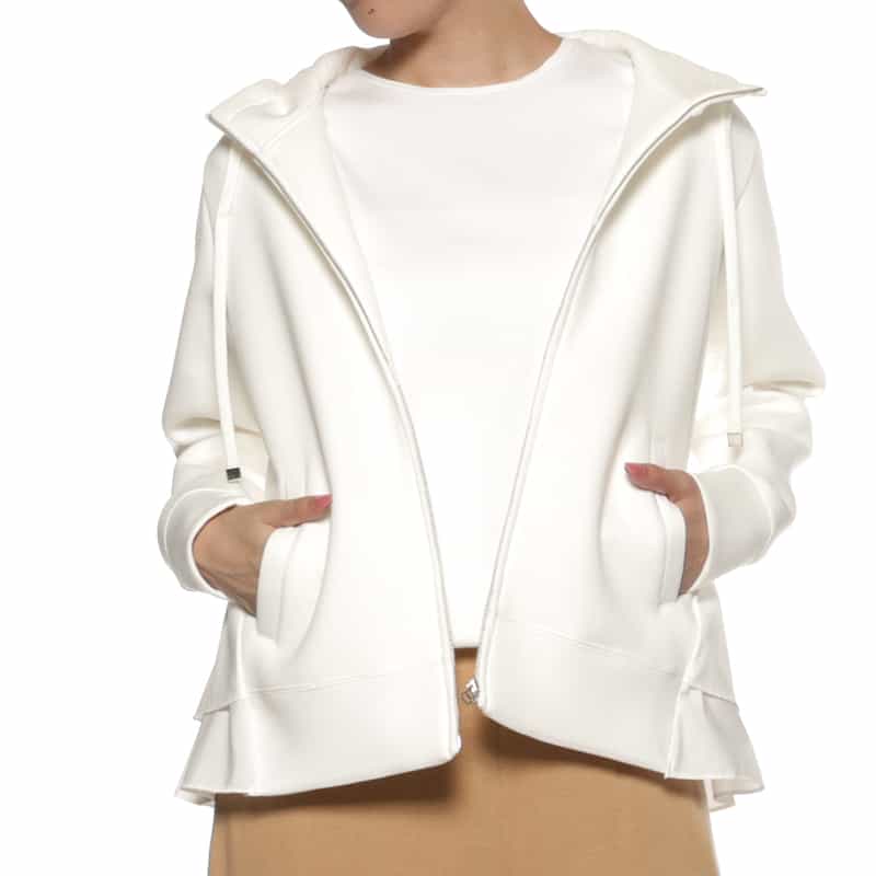 BARNEYS NEW YORK ウォッシャブル コンビネーションバックフリル ジップアップパーカ OFF WHITE