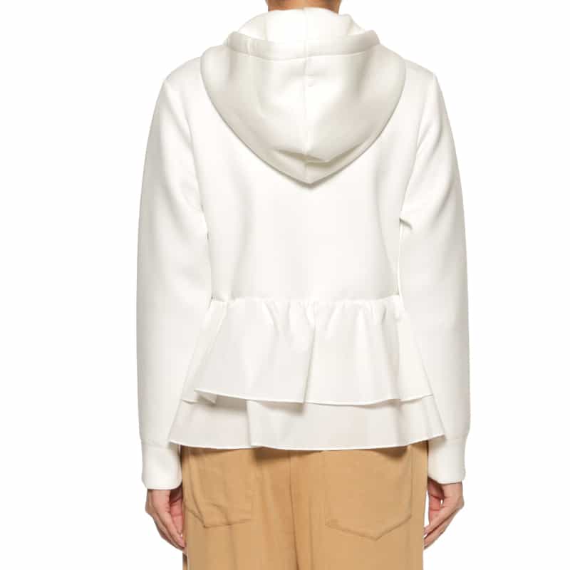 BARNEYS NEW YORK ウォッシャブル コンビネーションバックフリル ジップアップパーカ OFF WHITE