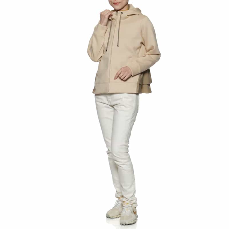 BARNEYS NEW YORK ウォッシャブル コンビネーションバックフリル ジップアップパーカ BEIGE