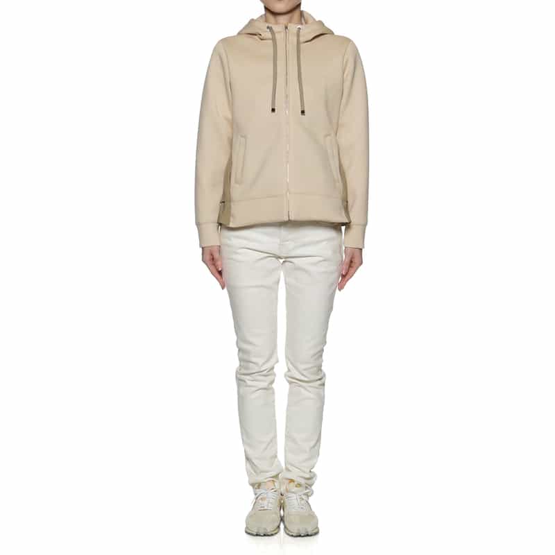 BARNEYS NEW YORK ウォッシャブル コンビネーションバックフリル ジップアップパーカ BEIGE