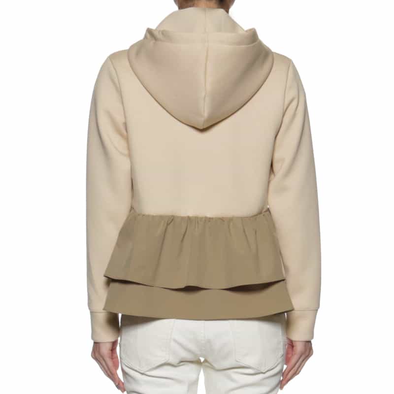 BARNEYS NEW YORK ウォッシャブル コンビネーションバックフリル ジップアップパーカ BEIGE