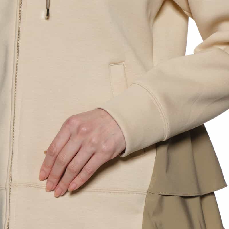 BARNEYS NEW YORK ウォッシャブル コンビネーションバックフリル ジップアップパーカ BEIGE