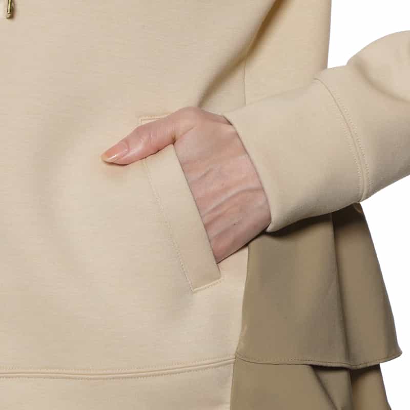 BARNEYS NEW YORK ウォッシャブル コンビネーションバックフリル ジップアップパーカ BEIGE