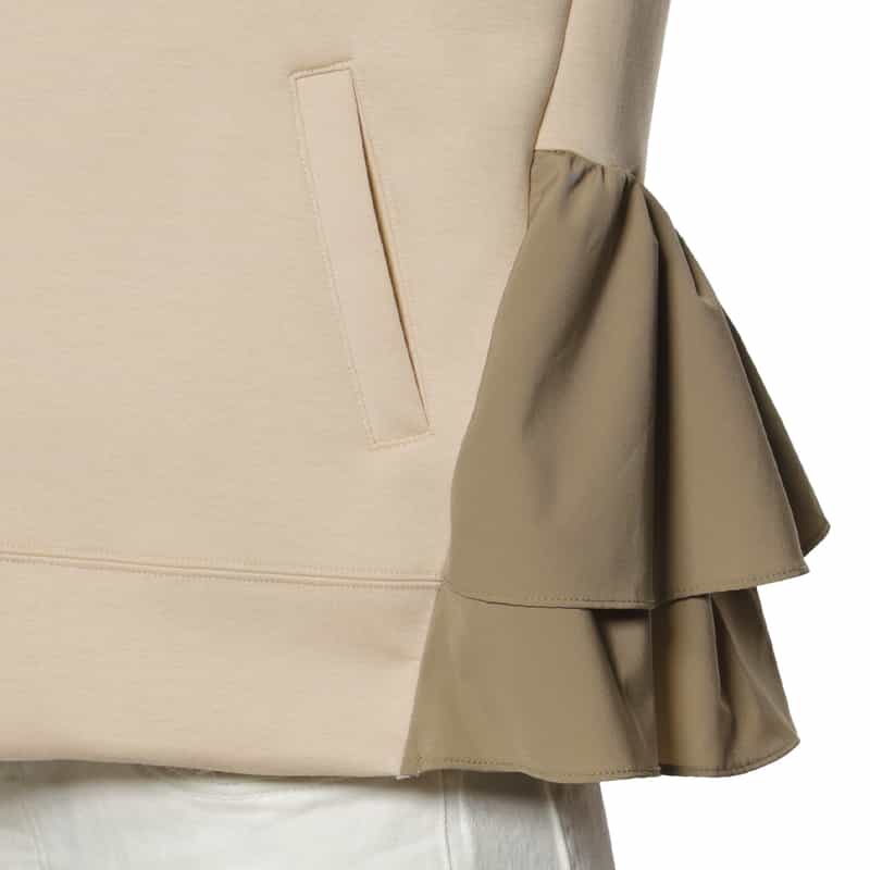 BARNEYS NEW YORK ウォッシャブル コンビネーションバックフリル ジップアップパーカ BEIGE