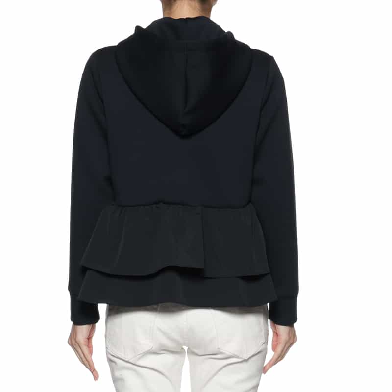 BARNEYS NEW YORK ウォッシャブル コンビネーションバックフリル ジップアップパーカ NAVY