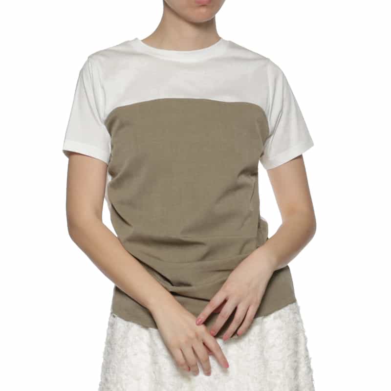 BARNEYS NEW YORK ウォッシャブル ボタン付きコンビネーションカットソー GRAY BEIGE