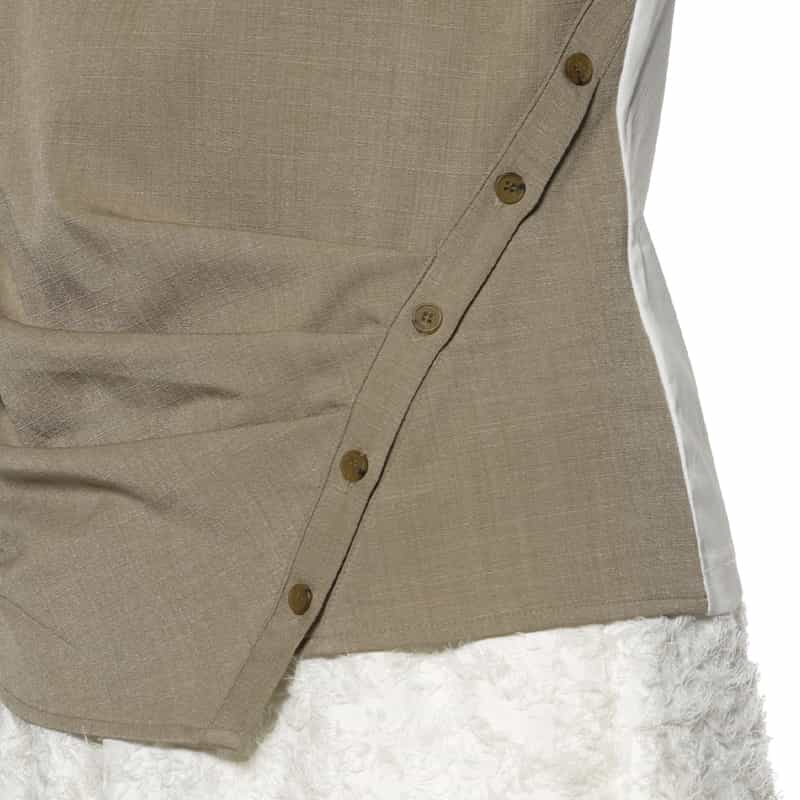 BARNEYS NEW YORK ウォッシャブル ボタン付きコンビネーションカットソー GRAY BEIGE