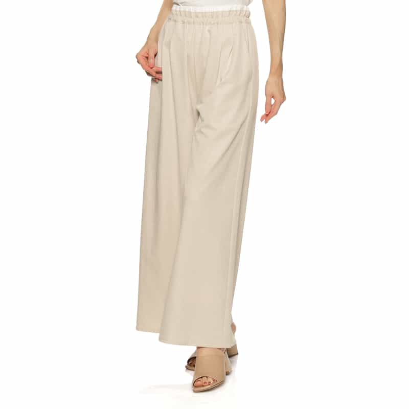 BARNEYS NEW YORK ウォッシャブル ドローストリングワイドパンツ BEIGE