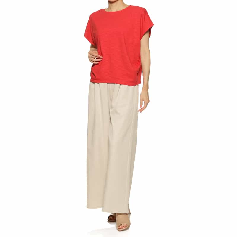 BARNEYS NEW YORK ウォッシャブル ドローストリングワイドパンツ BEIGE