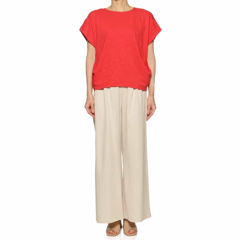 BARNEYS NEW YORK ウォッシャブル ドローストリングワイドパンツ BEIGE