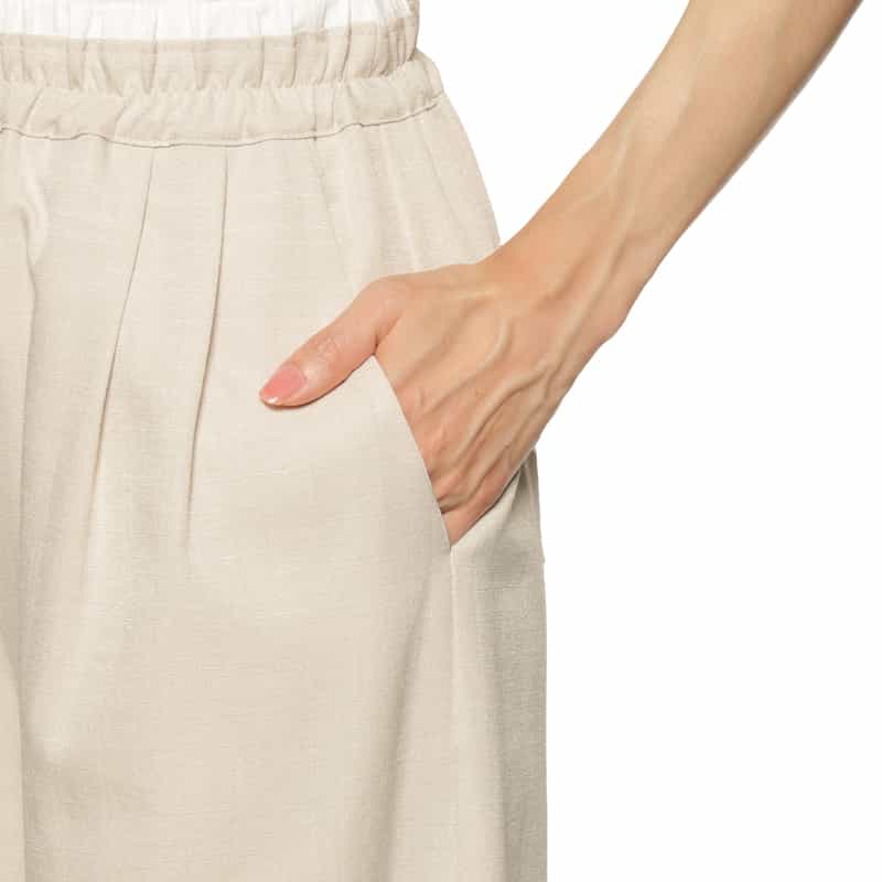 BARNEYS NEW YORK ウォッシャブル ドローストリングワイドパンツ BEIGE