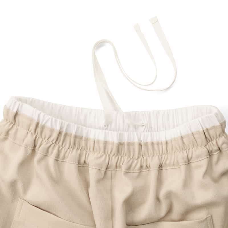 BARNEYS NEW YORK ウォッシャブル ドローストリングワイドパンツ BEIGE