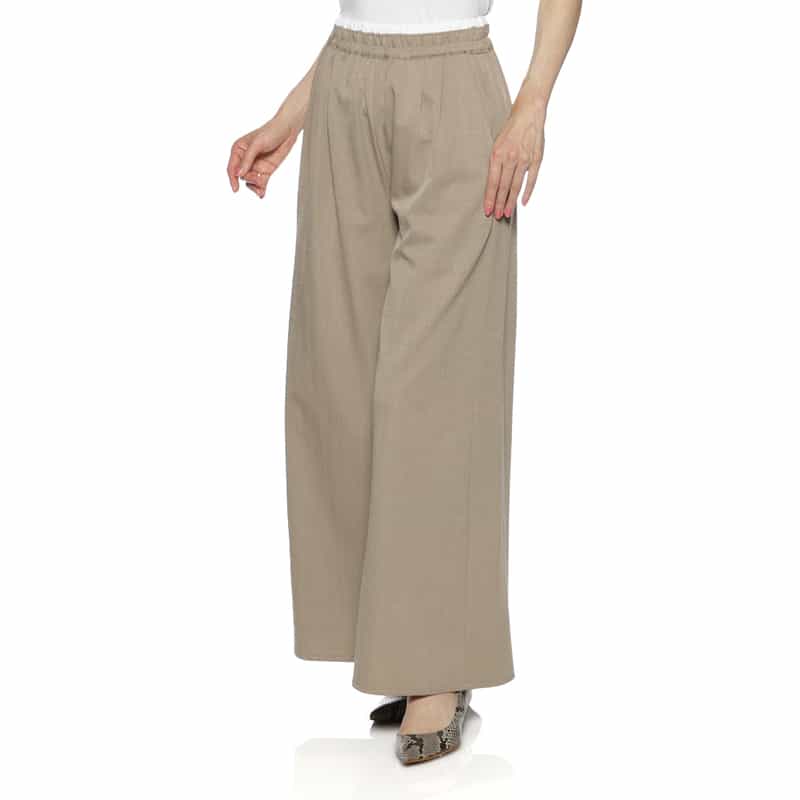 BARNEYS NEW YORK ウォッシャブル ドローストリングワイドパンツ GRAY BEIGE