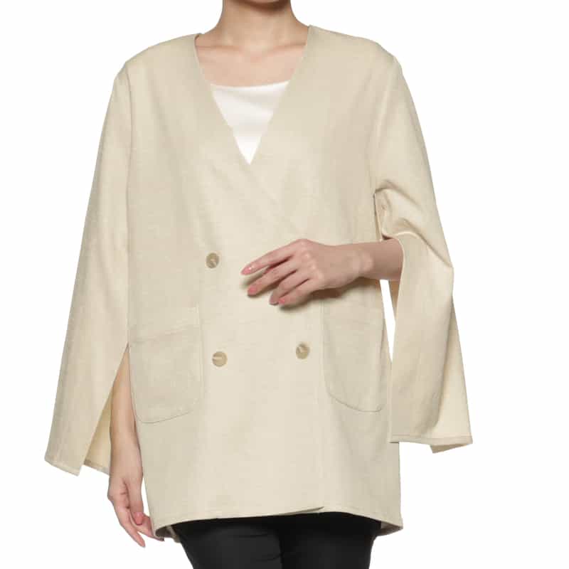 BARNEYS NEW YORK ウォッシャブル リネンライク ダブルジャケット BEIGE