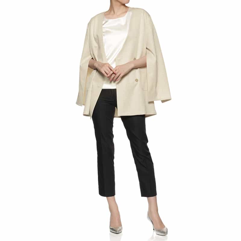 BARNEYS NEW YORK ウォッシャブル リネンライク ダブルジャケット BEIGE