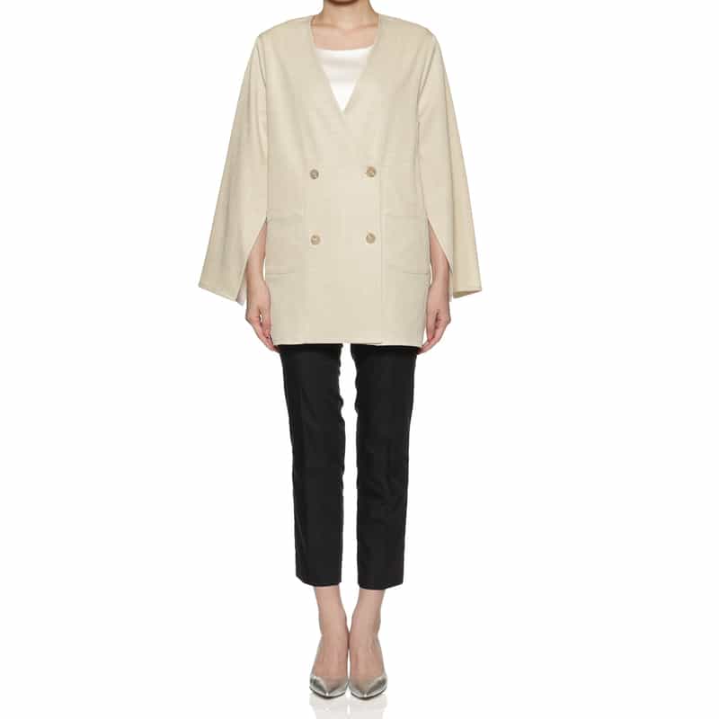 BARNEYS NEW YORK ウォッシャブル リネンライク ダブルジャケット BEIGE