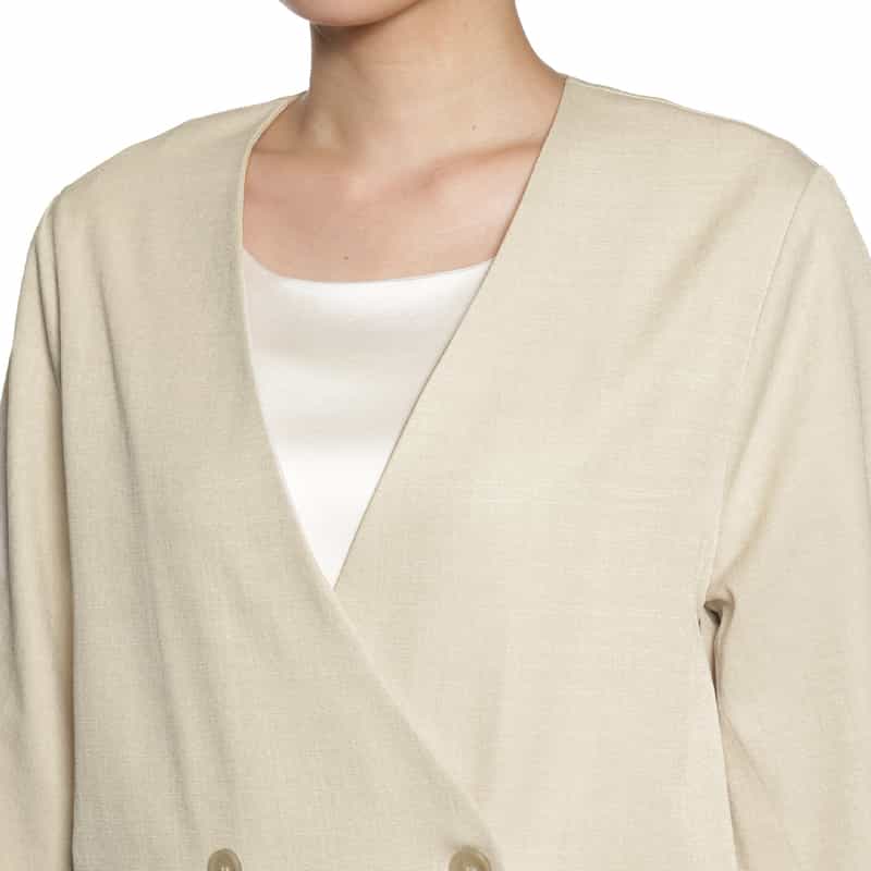 BARNEYS NEW YORK ウォッシャブル リネンライク ダブルジャケット BEIGE