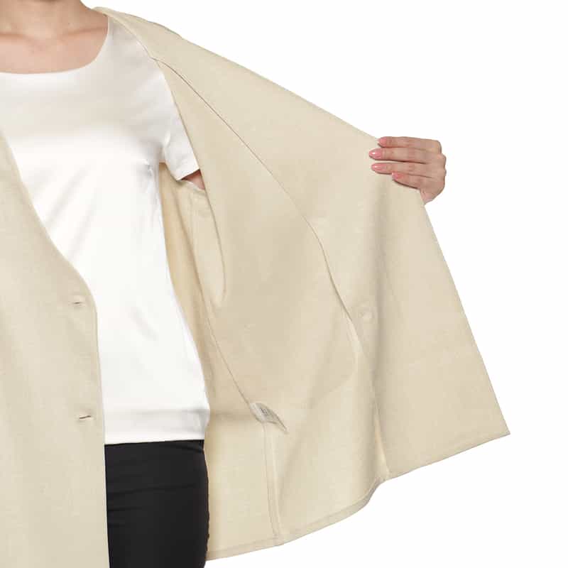 BARNEYS NEW YORK ウォッシャブル リネンライク ダブルジャケット BEIGE