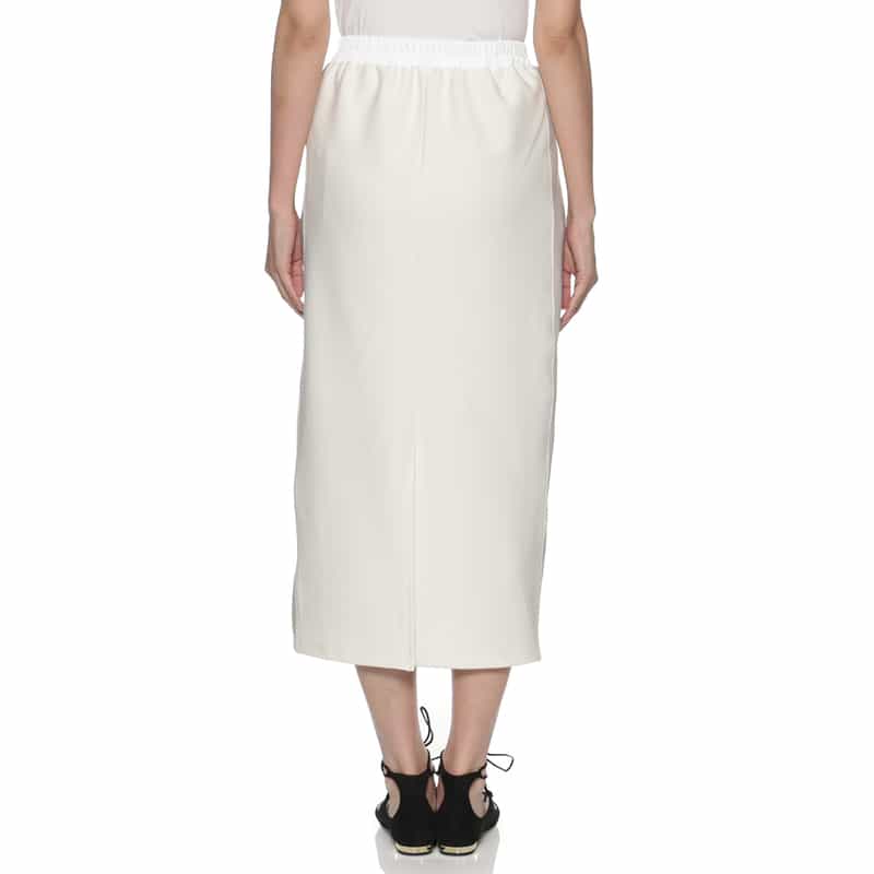 BARNEYS NEW YORK ウォッシャブル異素材コンビネーション サイドライン入りタイトスカート OFF WHITE