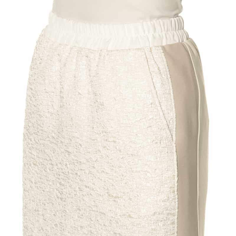 BARNEYS NEW YORK ウォッシャブル異素材コンビネーション サイドライン入りタイトスカート OFF WHITE
