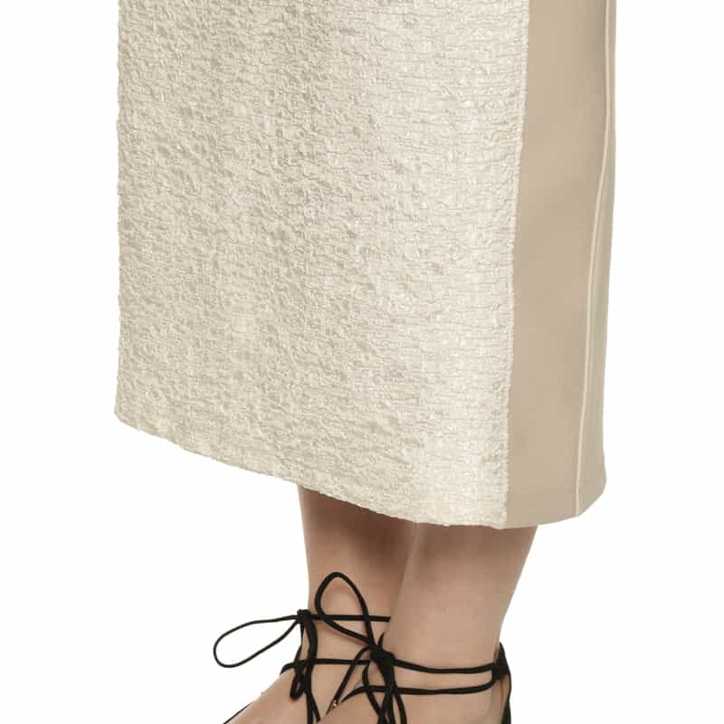BARNEYS NEW YORK ウォッシャブル異素材コンビネーション サイドライン入りタイトスカート OFF WHITE
