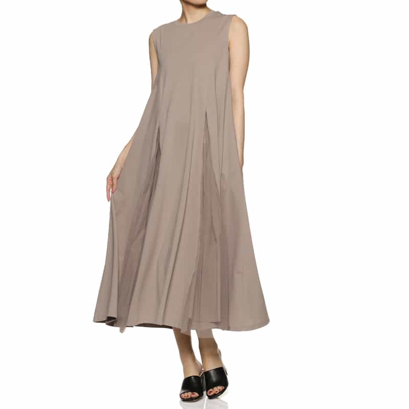 BARNEYS NEW YORK ウォッシャブル チュールコンビネーションロングドレス BEIGE