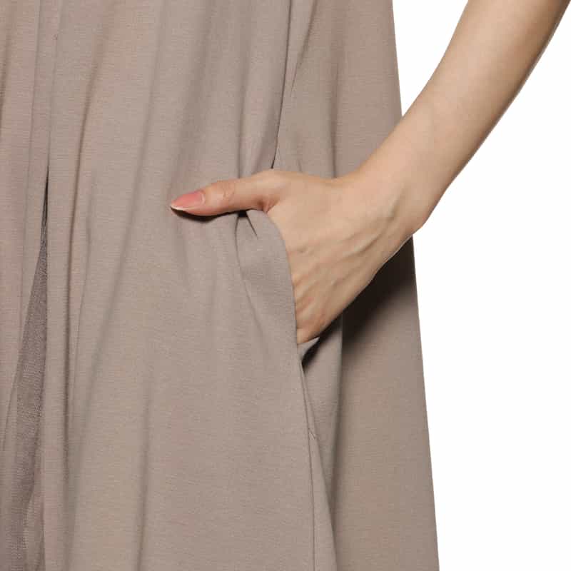 BARNEYS NEW YORK ウォッシャブル チュールコンビネーションロングドレス BEIGE