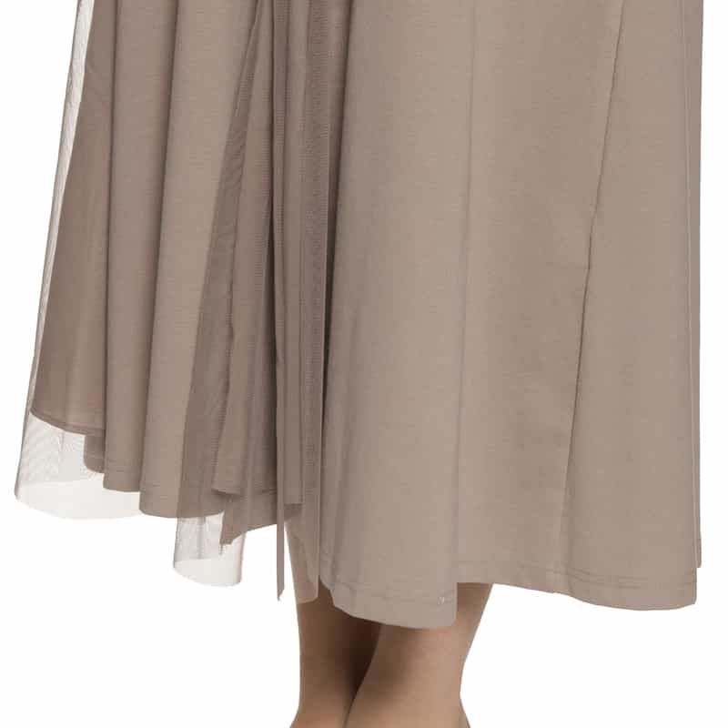 BARNEYS NEW YORK ウォッシャブル チュールコンビネーションロングドレス BEIGE