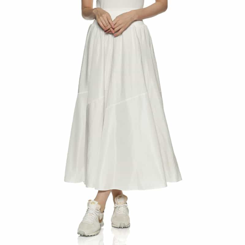 BARNEYS NEW YORK ウォッシャブル 切替ロングスカート OFF WHITE