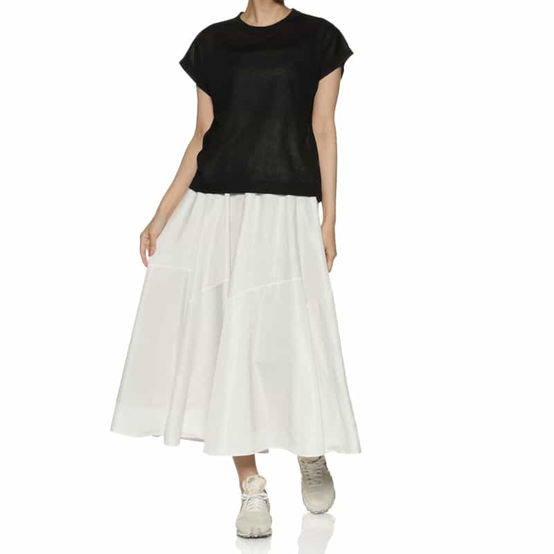 BARNEYS NEW YORK ウォッシャブル 切替ロングスカート OFF WHITE