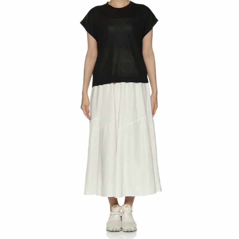 BARNEYS NEW YORK ウォッシャブル 切替ロングスカート OFF WHITE