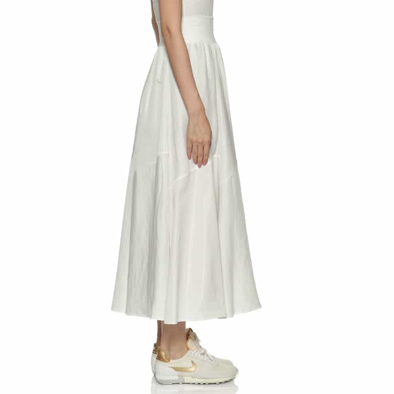 BARNEYS NEW YORK ウォッシャブル 切替ロングスカート OFF WHITE