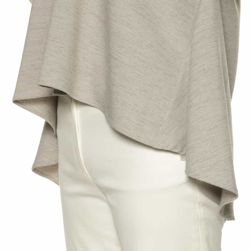 BARNEYS NEW YORK ウォッシャブル リネンライク ボウ付きスリーブ ブラウス LIGHT GRAY