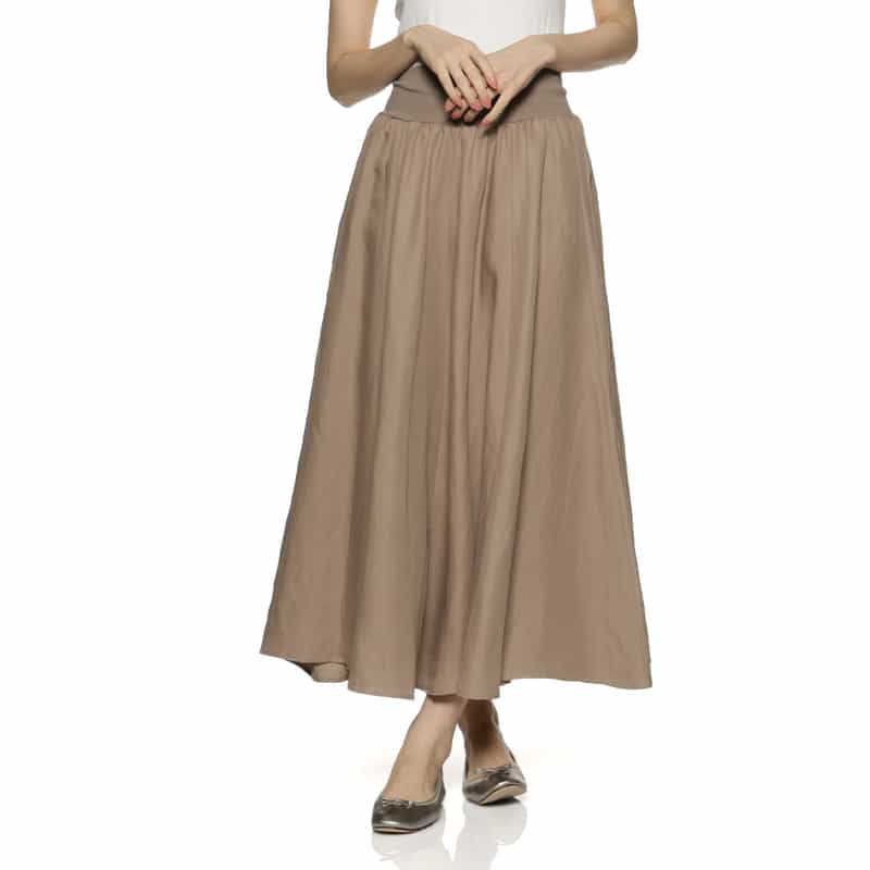 BARNEYS NEW YORK ウォッシャブル ロングスカート LIGHT BROWN