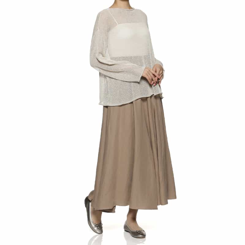 BARNEYS NEW YORK ウォッシャブル ロングスカート LIGHT BROWN