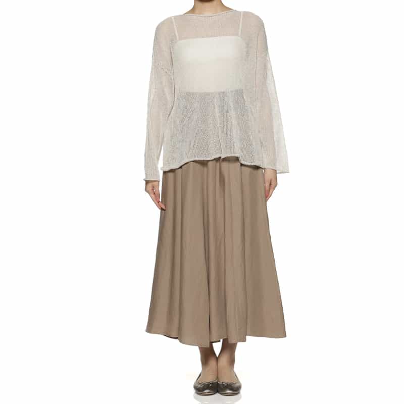 BARNEYS NEW YORK ウォッシャブル ロングスカート LIGHT BROWN