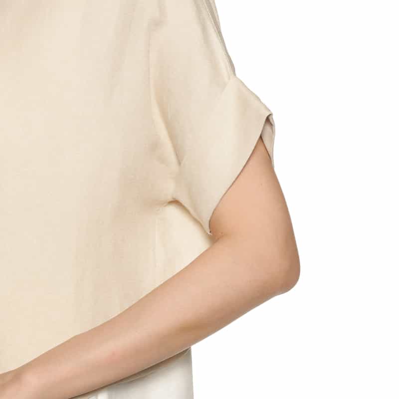 BARNEYS NEW YORK ウォッシャブル 異素材コンビネーションブラウス BEIGE