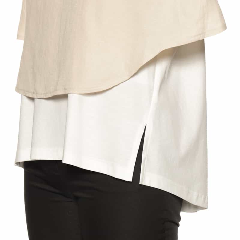 BARNEYS NEW YORK ウォッシャブル 異素材コンビネーションブラウス BEIGE