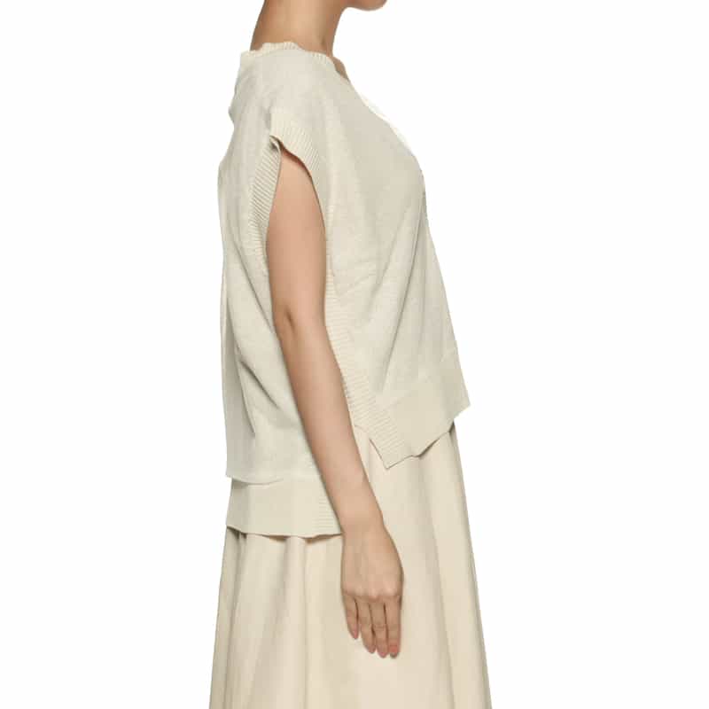 BARNEYS NEW YORK ウォッシャブル チュール素材ニットカーディガン BEIGE