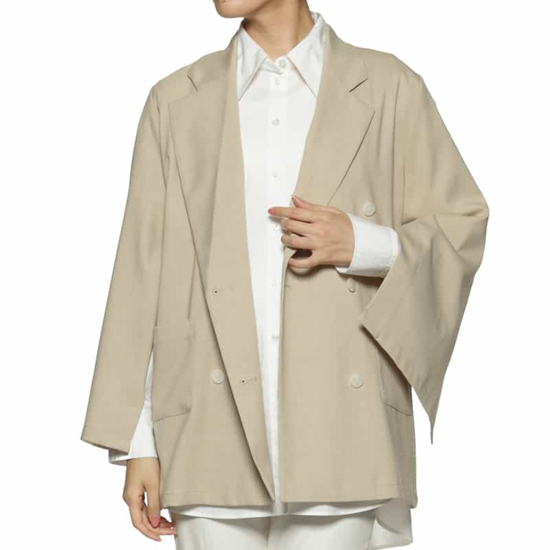 BARNEYS NEW YORK ウォッシャブル リネンライク ダブルジャケット BEIGE