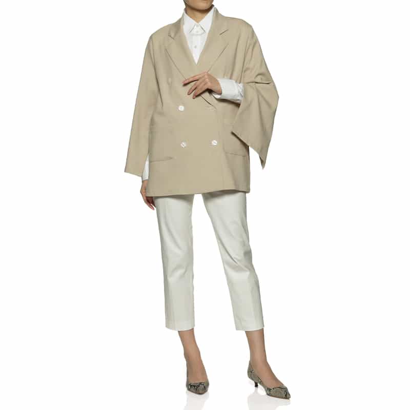 BARNEYS NEW YORK ウォッシャブル リネンライク ダブルジャケット BEIGE