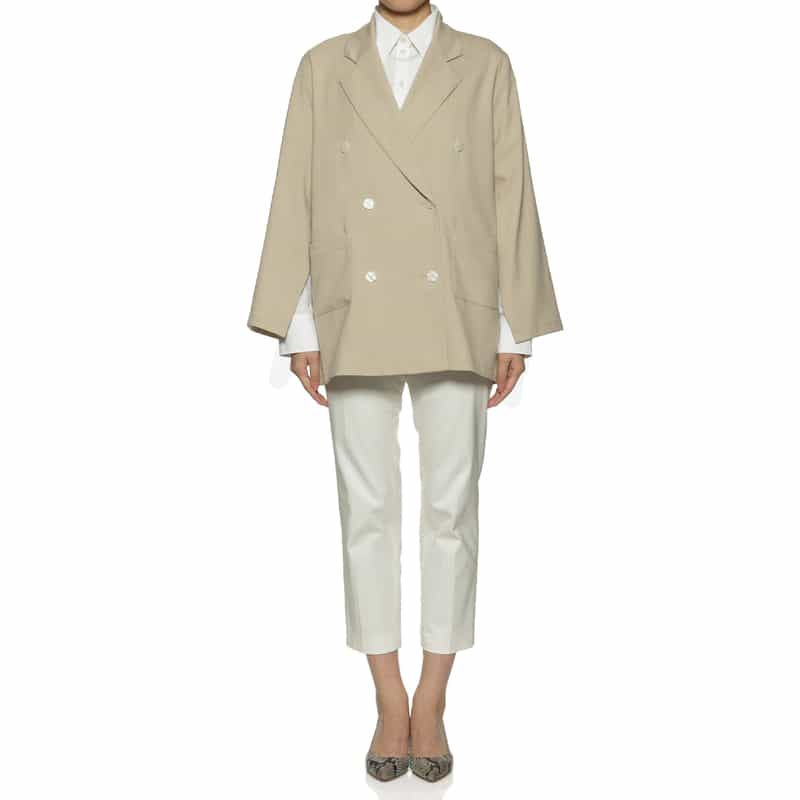 BARNEYS NEW YORK ウォッシャブル リネンライク ダブルジャケット BEIGE