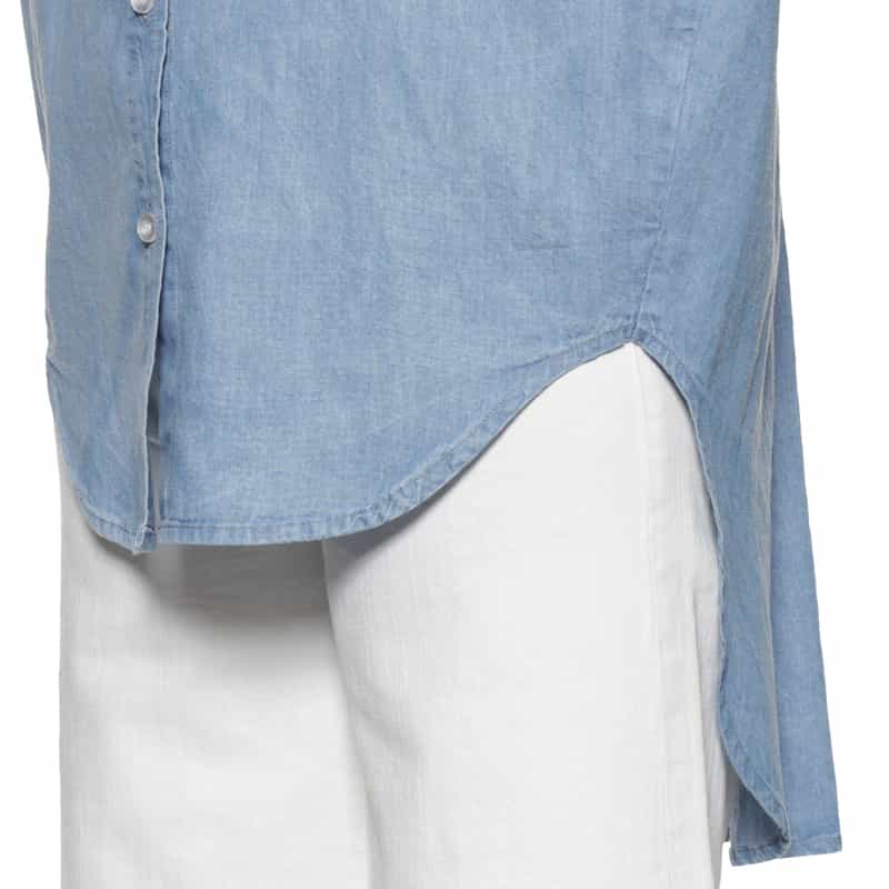 BARNEYS NEW YORK ウォッシャブル ボウタイ付きダンガリーデニムシャツ LIGHT BLUE