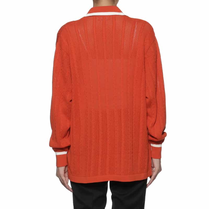 BARNEYS NEW YORK ウォッシャブル メッシュスキッパーニットプルオーバー ORANGE