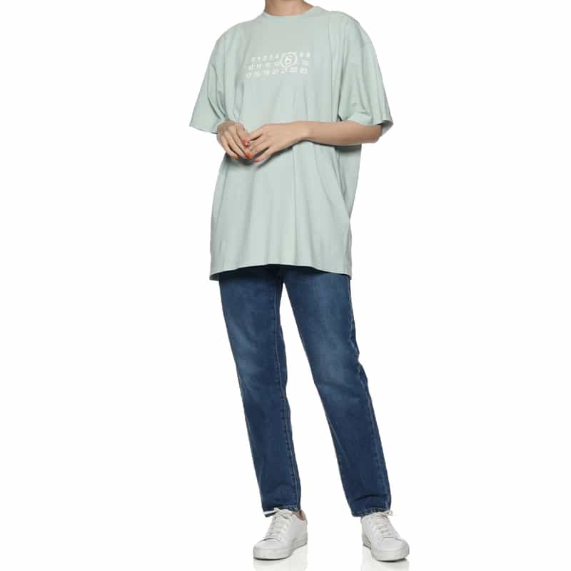 MM6 MAISON MARGIELA カレンダータグプリントTシャツ LT GREEN